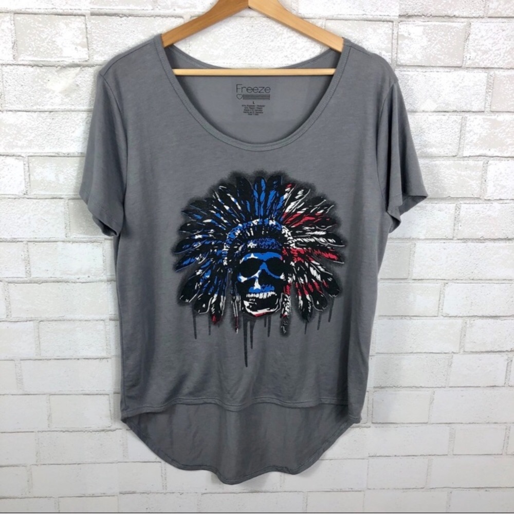 Red, white and blue skull Graphic Tee, festival